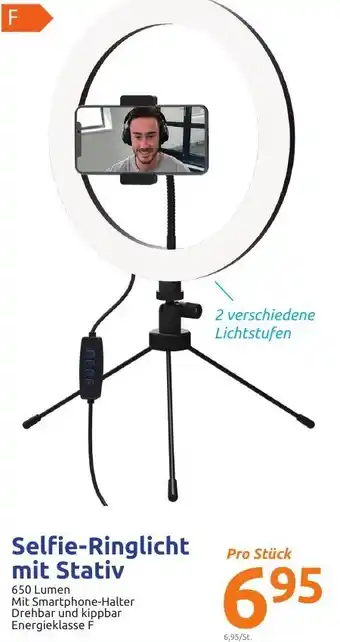 Action Selfie Ringlicht mit Stativ 650 Lumen Angebot