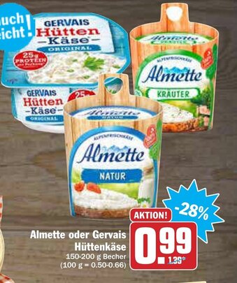 AEZ Almette oder Gervais Hüttenkäse 150-200 g Becher Angebot