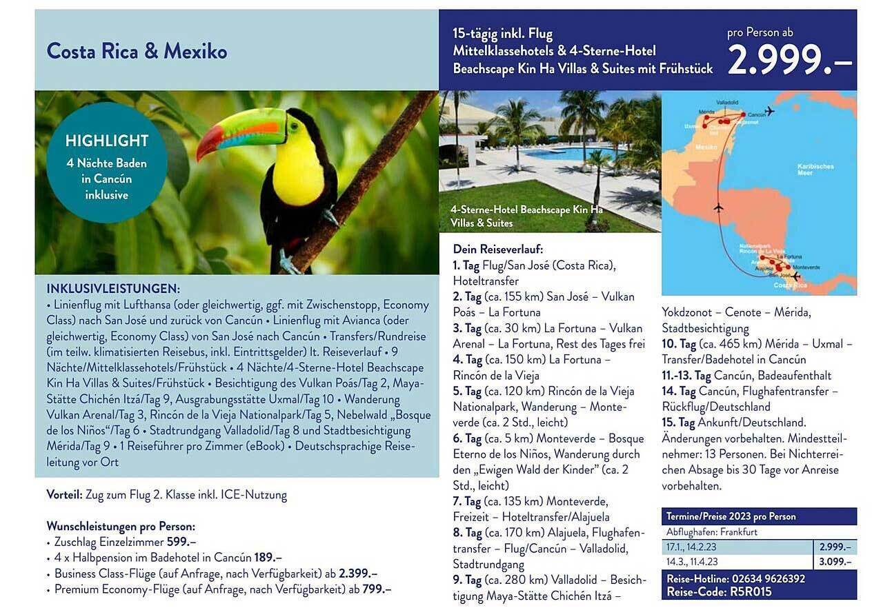 Costa Rica & Mexiko Angebot bei ALDI Nord Reisen