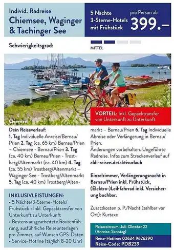 ALDI Nord Reisen Individ. Radreise Chiemsee, Waginger & Tachinger See Angebot