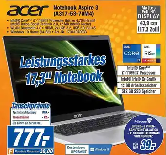 expert Techno Land Acer Notebook Aspire 3 (a317-53-70m4) Angebot