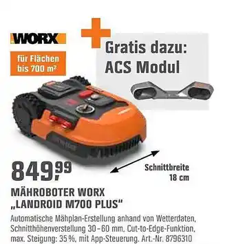 OBI Mähroboter Worx „landroid M700 Plus“ Angebot