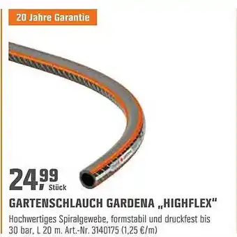 OBI Gartenschlauch Gardena „highflex“ Angebot