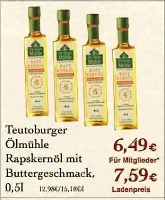 LPG Biomarkt Teutoburger ölmühle Rapskernöl Mit Buttergeschmack Angebot