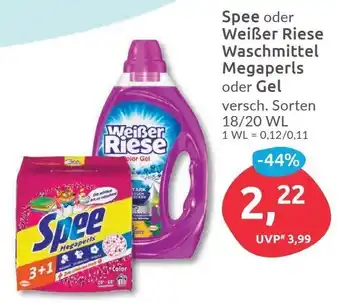 Budni Spee oder Weißer Riese Waschmittel Megaperls oder Gel 18/20 WL Angebot