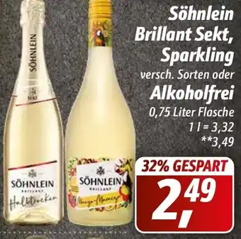 Simmel Söhnlein Brillant Sekt, Sparkling oder Alkoholfrei 0,75 Liter Flasche Angebot