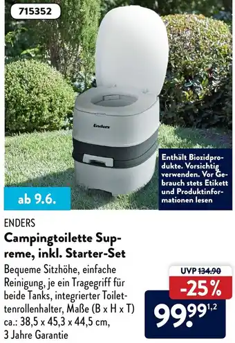 Aldi Süd Enders Campingtoilette Supreme, inkl. Starter Set Angebot