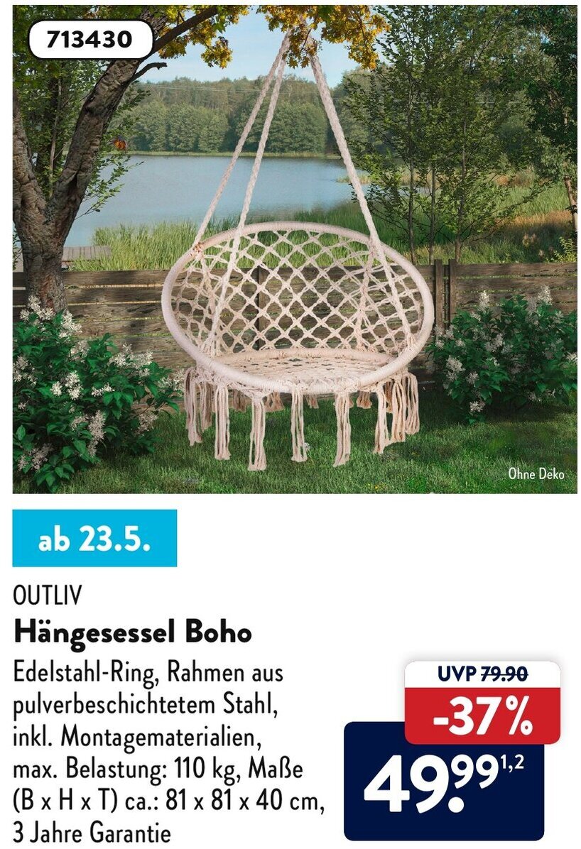 Outliv Hängesessel Boho Angebot bei Aldi Süd