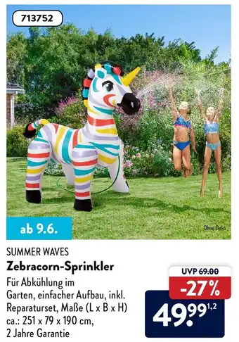 Aldi Süd Summer Waves Zebracorn Sprinkler Angebot