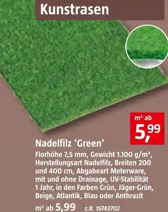 Bauhaus Kunstrasen nadelfilz 'green' Angebot