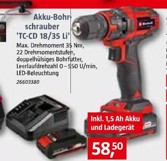 Bauhaus Einhell akku-bohrschrauber 'tc-cd 18/35 li' Angebot