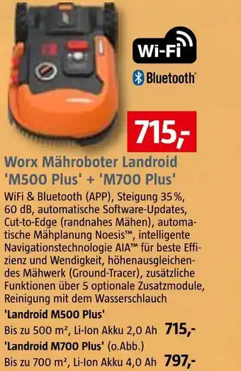 Bauhaus Worx mähroboter landroid 'm500 plus' + 'm700 plus' Angebot