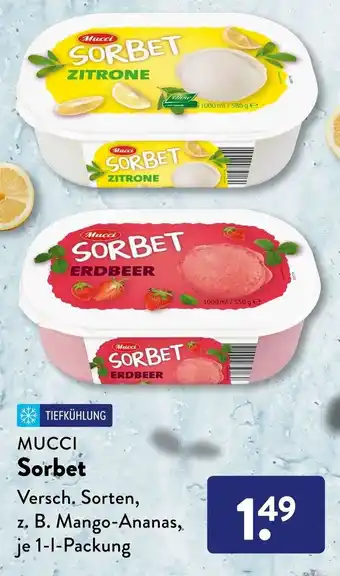 Aldi Süd Mucci Sorbet 1 L Packung Angebot