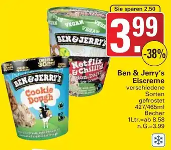 WEZ Ben & Jerry's Eiscreme 427/465ml Becher Angebot