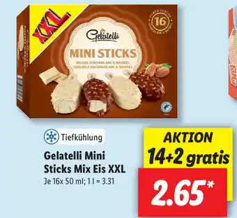 Lidl Gelatelli Mini Sticks Mix Eis XXL 16 x 50 ml Angebot