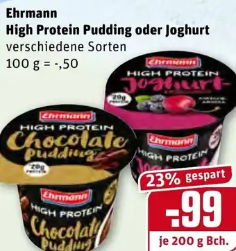 REWE Ehrmann High Protein Pudding oder Joghurt 200 g Becher Angebot