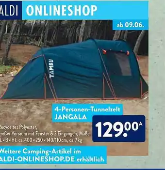 Aldi Nord 4-personen-tunnelzelt Jangala Angebot