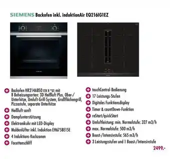 Möbel Boss Siemens Backofen Inkl. Induktionair Eq216ig1ez Angebot