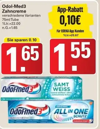 WEZ Odol-Med3 Zahncreme 75ml Tube Angebot