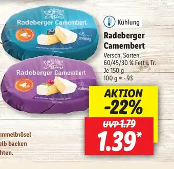 Lidl Radebereg Camembert  150g Angebot