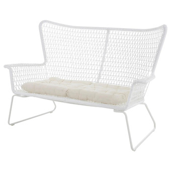 IKEA Högsten 2er-sitzelement/außen weiß/kuddarna beige Angebot