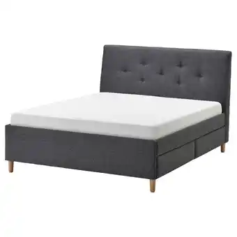 IKEA Idanäs bettgestell gepolstert mit schubl. gunnared dunkelgrau 160x200 cm Angebot