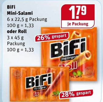 REWE BiFi Mini Salami oder Roll on Angebot