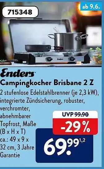 Aldi Süd Enders Campingkocher Brisbane 2 Z Angebot