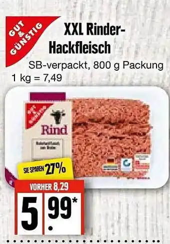 Edeka Frischemarkt Gut & Günstig XXL Rinder-hackfleisch Angebot