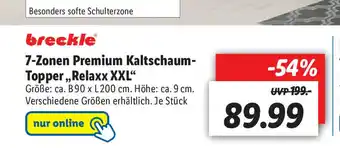 Lidl 7-Zonen Premium Katlschaum-Topper,,Relaxx XXL'' Angebot