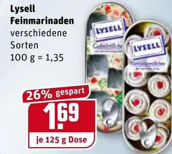 REWE Lysell Feinmarinaden 125 g Dose Angebot