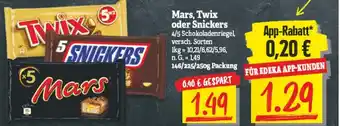 NP Discount Mars, Twix oder Snickers 146/225/250g Packung Angebot