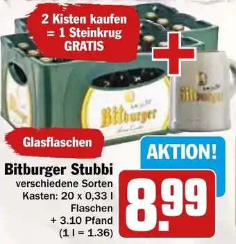 Hit Bitburger Stubbi 20x0,33L Angebot