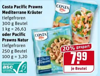 REWE Costa Pacific Prawns Mediterrane Kräuter 300 g beutel oder Pacific Prawns Natur 250 g Beutel Angebot