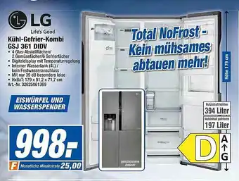 expert Techno Land Lg Kühl- Und Gefrierkombi Gsj361didv Angebot