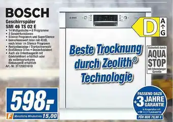 expert Techno Land Bosch Geschirrspüler Smi 46 Ts 02 E Angebot