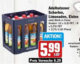 AEZ Adelholzener Schorlen, Limonaden, Eistee 12*500ml/8*750ml Angebot