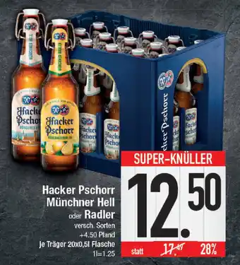 E-Center Hacker-Pschorr Munchner Hell oder Radler 20*500 ml Angebot