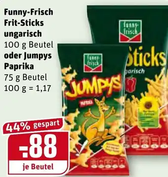 REWE Funny-Frisch Frit-Sticks ungarisch oder Jumpys Paprika 75 g Beutel Angebot