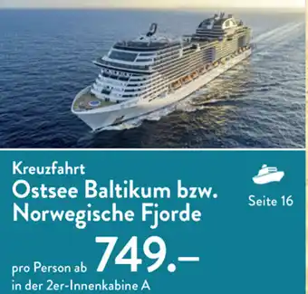 Aldi Süd Reisen Kreuzfahrt Ostsee Baltikum bzw. Norwegische Fjorde Angebot