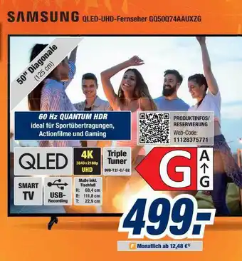 Expert Bening Samsung Qled-uhd-fernseher 4k Gq50q74aauxzg Angebot