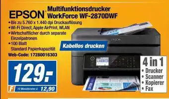 Expert Epson Multifunktionsdrucker Workforce Wf-2870dwf Angebot