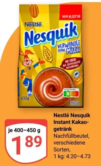 Globus Nestlé Nesquik Instant Kakaogetränk 400-450 g Angebot