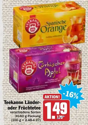 AEZ Teekanne Länder oder Früchtetee 30-60 g Angebot