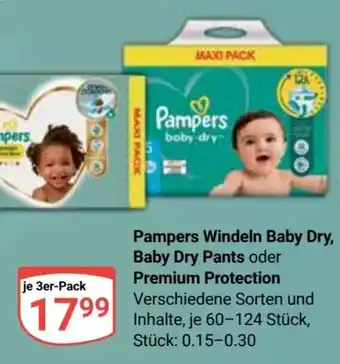 Globus Pampers Windeln Baby Dry, Baby Dry Pants oder Premium Protection 60-124 Stück Angebot