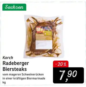 KONSUM Korch Radeberger Biersteaks Angebot