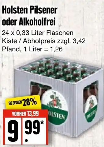 Edeka Frischemarkt Holsten Pilsener oder Alkoholfrei 24x0,33 Liter Flaschen Angebot