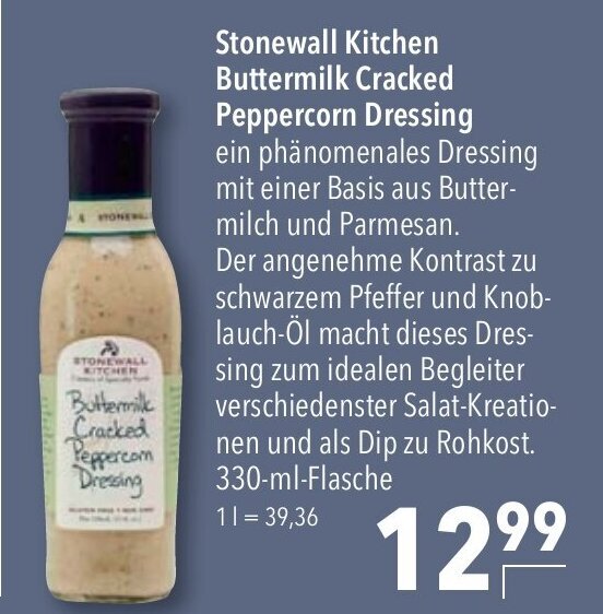 Stonewall Kitchen Buttermilk Cracked Peppercorn Dressing 330 ml Angebot