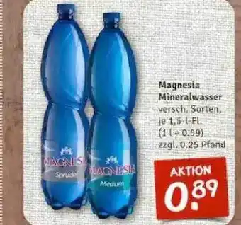 nahkauf Magnesia Mineralwasser Versch. Sorten Angebot