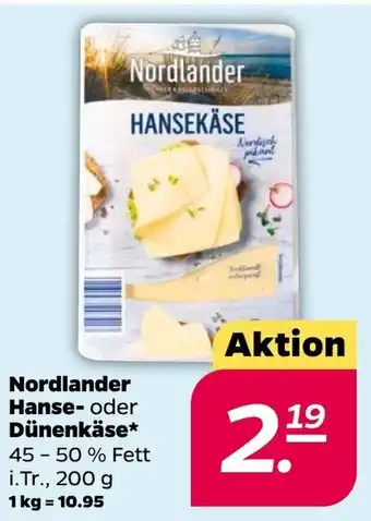 NETTO Nordlander Hanse oder Dünenkäse 200 g Angebot